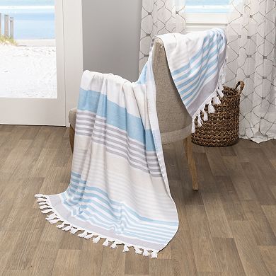 SUPERIOR Meera Stripe Fouta Beach Towel with Tassels