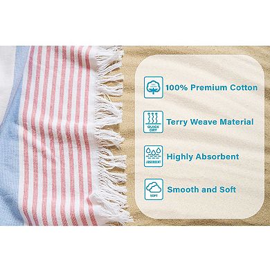 SUPERIOR Meera Stripe Fouta Beach Towel with Tassels