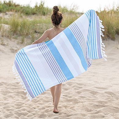 SUPERIOR Meera Stripe Fouta Beach Towel with Tassels