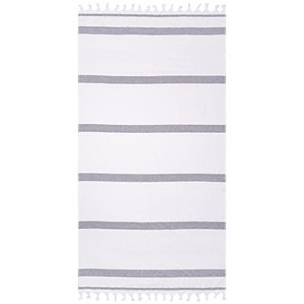 SUPERIOR Tropical Cabana Oversized Stripe Fouta Beach Towel with Tassels