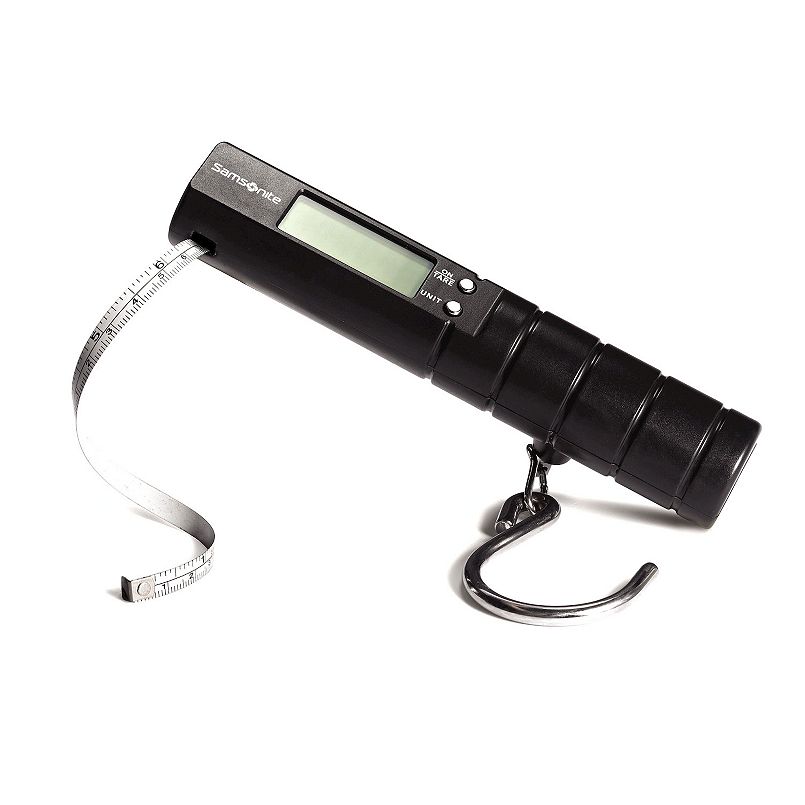 A black electronic luggage scale