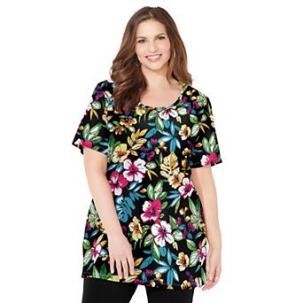 Catherines Women's Plus Size Easy Fit Short Sleeve Scoopneck Tunic