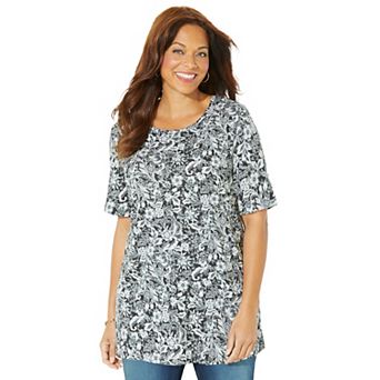 Catherines Women's Plus Size Easy Fit Short Sleeve Scoopneck Tunic