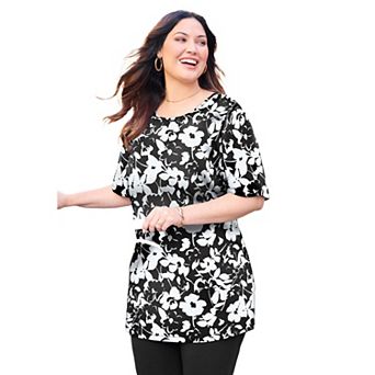 Catherines Women's Plus Size Easy Fit Short Sleeve Scoopneck Tunic