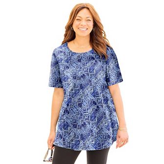 Catherines Women's Plus Size Easy Fit Short Sleeve Scoopneck Tunic