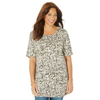 Catherines Women's Plus Size Easy Fit Short Sleeve Scoopneck Tunic