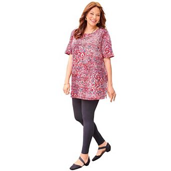 Catherines Women's Plus Size Easy Fit Short Sleeve Scoopneck Tunic