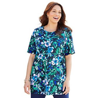 Catherines Women's Plus Size Easy Fit Short Sleeve Scoopneck Tunic
