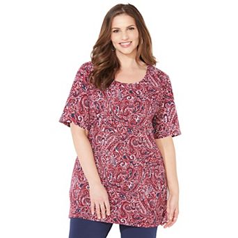 Catherines Women's Plus Size Easy Fit Short Sleeve Scoopneck Tunic