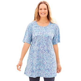 Catherines Women's Plus Size Easy Fit Short Sleeve Scoopneck Tunic