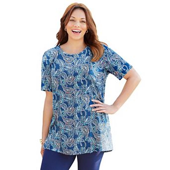 Catherines Women's Plus Size Easy Fit Short Sleeve Scoopneck Tunic