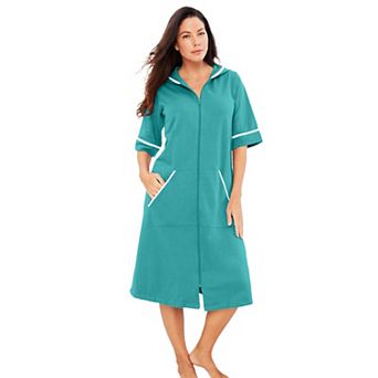 Dreams & Co. Plus Size Short French Terry Robe
