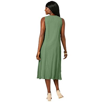 Jessica London Women's Plus Size Button Down Gauze Dress