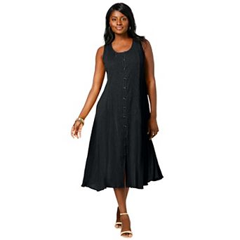Jessica London Women's Plus Size Button Down Gauze Dress