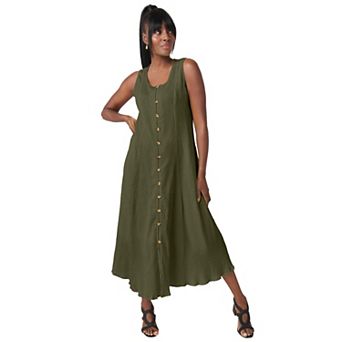 Jessica London Women's Plus Size Button Down Gauze Dress