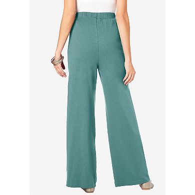 Roaman's Women's Plus Size Wide Leg Soft Knit Pant