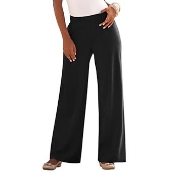 Roaman's Women's Plus Size Plus Size Pull-On Wide Leg Soft Knit Pant