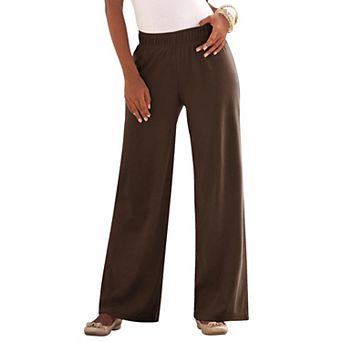 Roaman's Women's Plus Size Plus Size Pull-On Wide Leg Soft Knit Pant