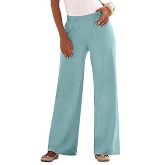 Roaman's Women's Plus Size Plus Size Pull-On Wide Leg Soft Knit Pant