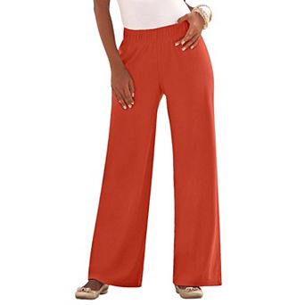 Roaman's Women's Plus Size Plus Size Pull-On Wide Leg Soft Knit Pant