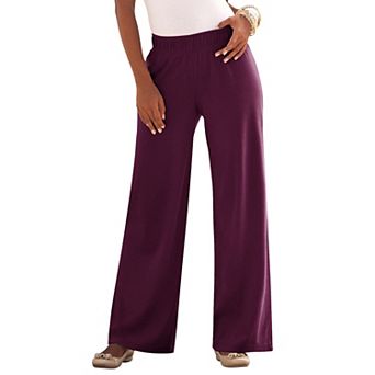 Roaman's Women's Plus Size Plus Size Pull-On Wide Leg Soft Knit Pant