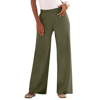 Roaman's Women's Plus Size Pull-On Wide Leg Soft Knit Pant