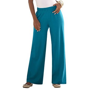 Roaman's Women's Plus Size Pull-On Wide Leg Soft Knit Pant