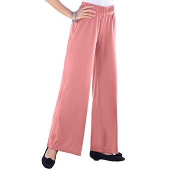 Roaman's Women's Plus Size Plus Size Pull-On Wide Leg Soft Knit Pant