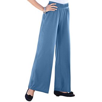 Roaman's Women's Plus Size Plus Size Pull-On Wide Leg Soft Knit Pant