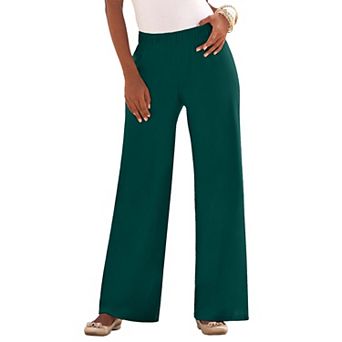 Roaman's Women's Plus Size Plus Size Pull-On Wide Leg Soft Knit Pant