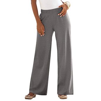 Roaman's Women's Plus Size Plus Size Pull-On Wide Leg Soft Knit Pant