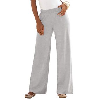 Roaman's Women's Plus Size Plus Size Pull-On Wide Leg Soft Knit Pant