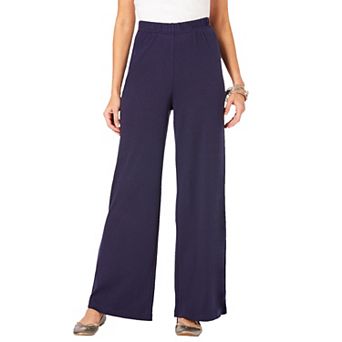 Roaman's Women's Plus Size Plus Size Pull-On Wide Leg Soft Knit Pant