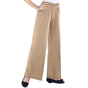 Roaman's Women's Plus Size Plus Size Pull-On Wide Leg Soft Knit Pant