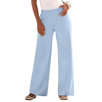 Roaman's Women's Plus Size Pull-On Wide Leg Soft Knit Pant