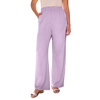 Roaman's Women's Plus Size Pull-On Wide Leg Soft Knit Pant