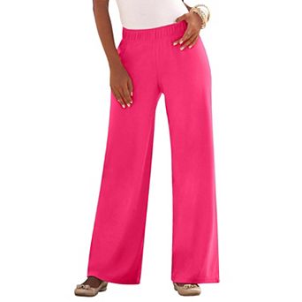 Roaman's Women's Plus Size Pull-On Wide Leg Soft Knit Pant