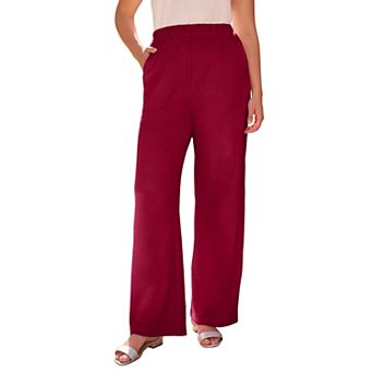 Roaman's Women's Plus Size Pull-On Wide Leg Soft Knit Pant