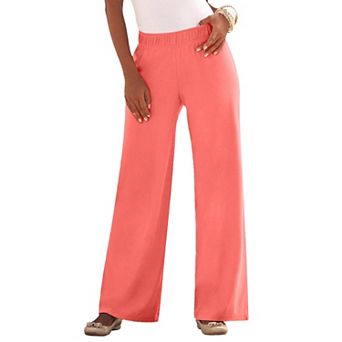 Roaman's Women's Plus Size Plus Size Pull-On Wide Leg Soft Knit Pant