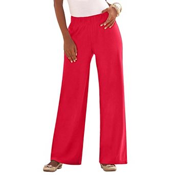 Roaman's Women's Plus Size Plus Size Pull-On Wide Leg Soft Knit Pant