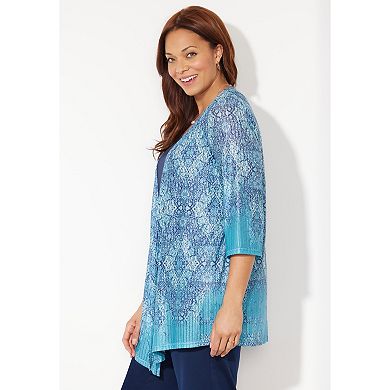 Catherines Women's Plus Size Harmony Knit Herringbone Cardigan