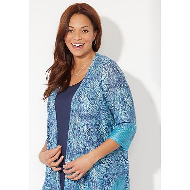 Catherines Women's Plus Size Harmony Knit Herringbone Cardigan