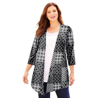 Catherines Women's Plus Size Harmony Knit Herringbone Cardigan