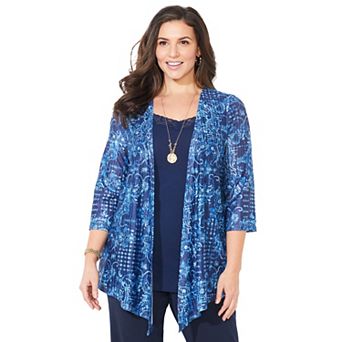 Catherines Women's Plus Size Harmony Knit Herringbone Cardigan