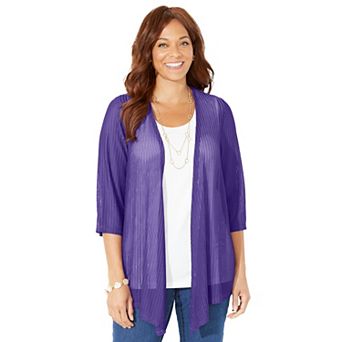 Catherines Women's Plus Size Harmony Knit Herringbone Cardigan