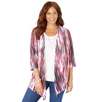 Catherines Women's Plus Size Harmony Knit Herringbone Cardigan