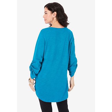 Roaman's Women's Plus Size Boyfriend Textured Tunic
