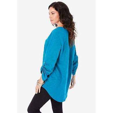 Roaman's Women's Plus Size Boyfriend Textured Tunic