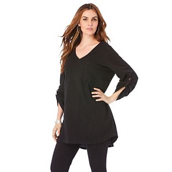 Roaman's Women's Plus Size Boyfriend Textured Tunic