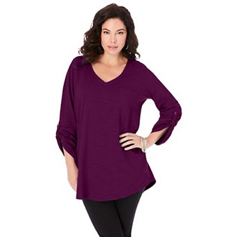 Roaman's Women's Plus Size Boyfriend Textured Tunic